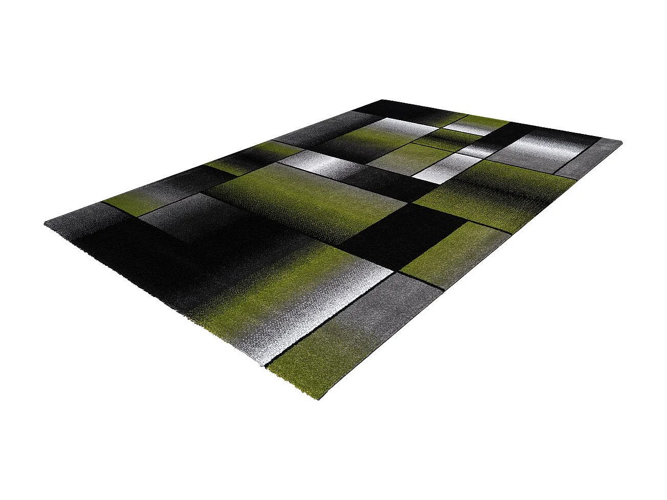 Tapis Tissé à Poils Courts "Broadway III" Vert & Gris 80 x 150 cm
