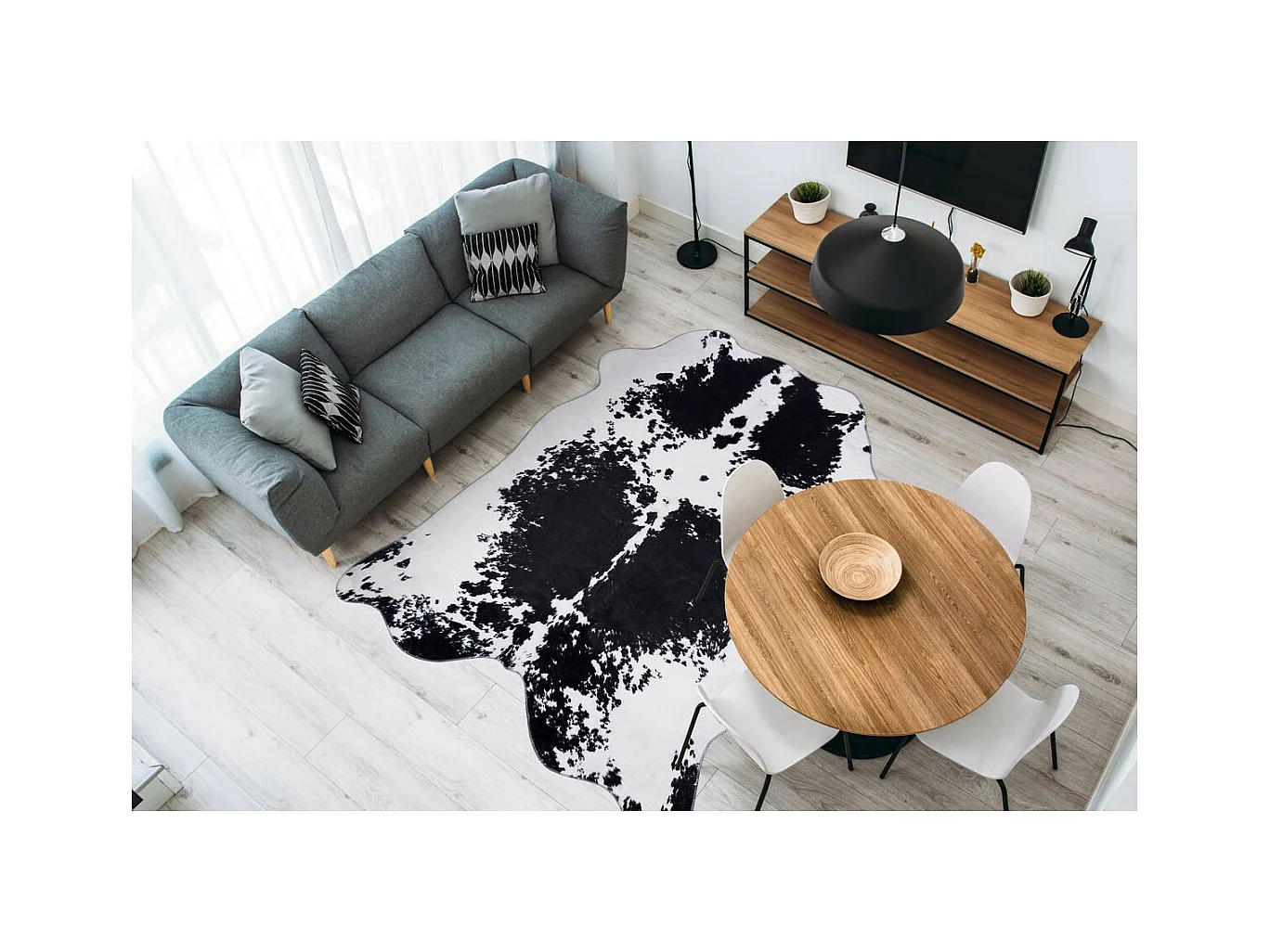 Tapis Imprimé Imitation Fourrure "Western" Noir 160 x 220 cm