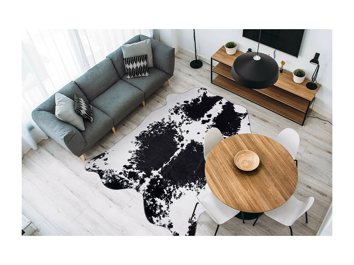 Tapis Imprimé Imitation Fourrure "Western" Noir 160 x 220 cm