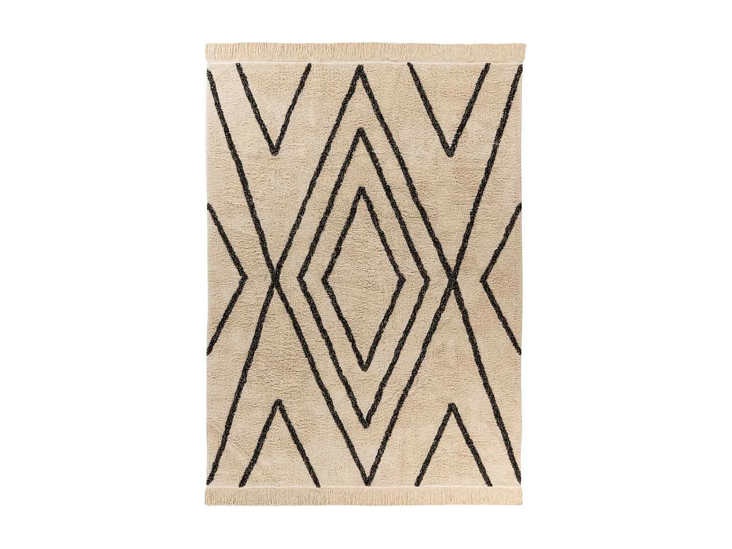 Tapis Tufté à la Main Ethnique "Mylen V" Beige & Noir 200 x 290 cm