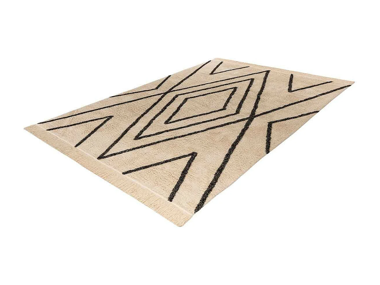 Tapis Tufté à la Main Ethnique "Mylen V" Beige & Noir 200 x 290 cm