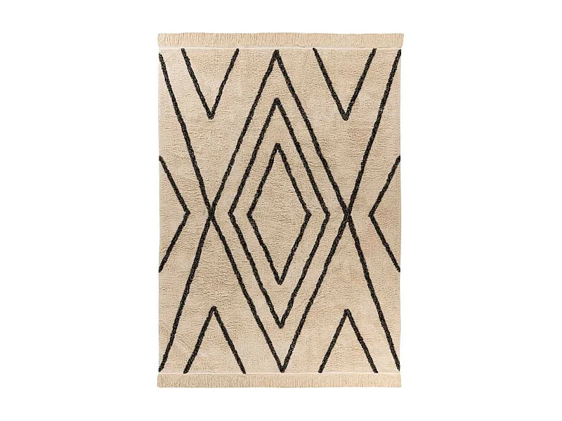 Tapis Tufté à la Main Ethnique "Mylen V" Beige & Noir 200 x 290 cm
