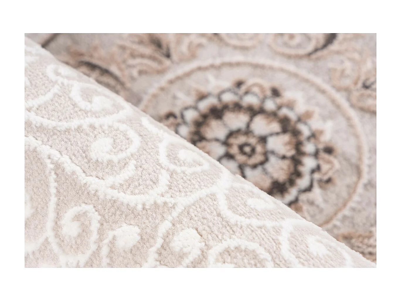 Tapis Vintage à Franges "Akropolis V" Gris & Argent 120 x 180 cm