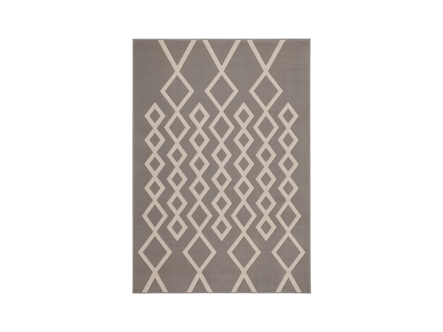 Tapis Géométrique à Poils Courts "Lina" Taupe & Ivoire 80 x 150 cm