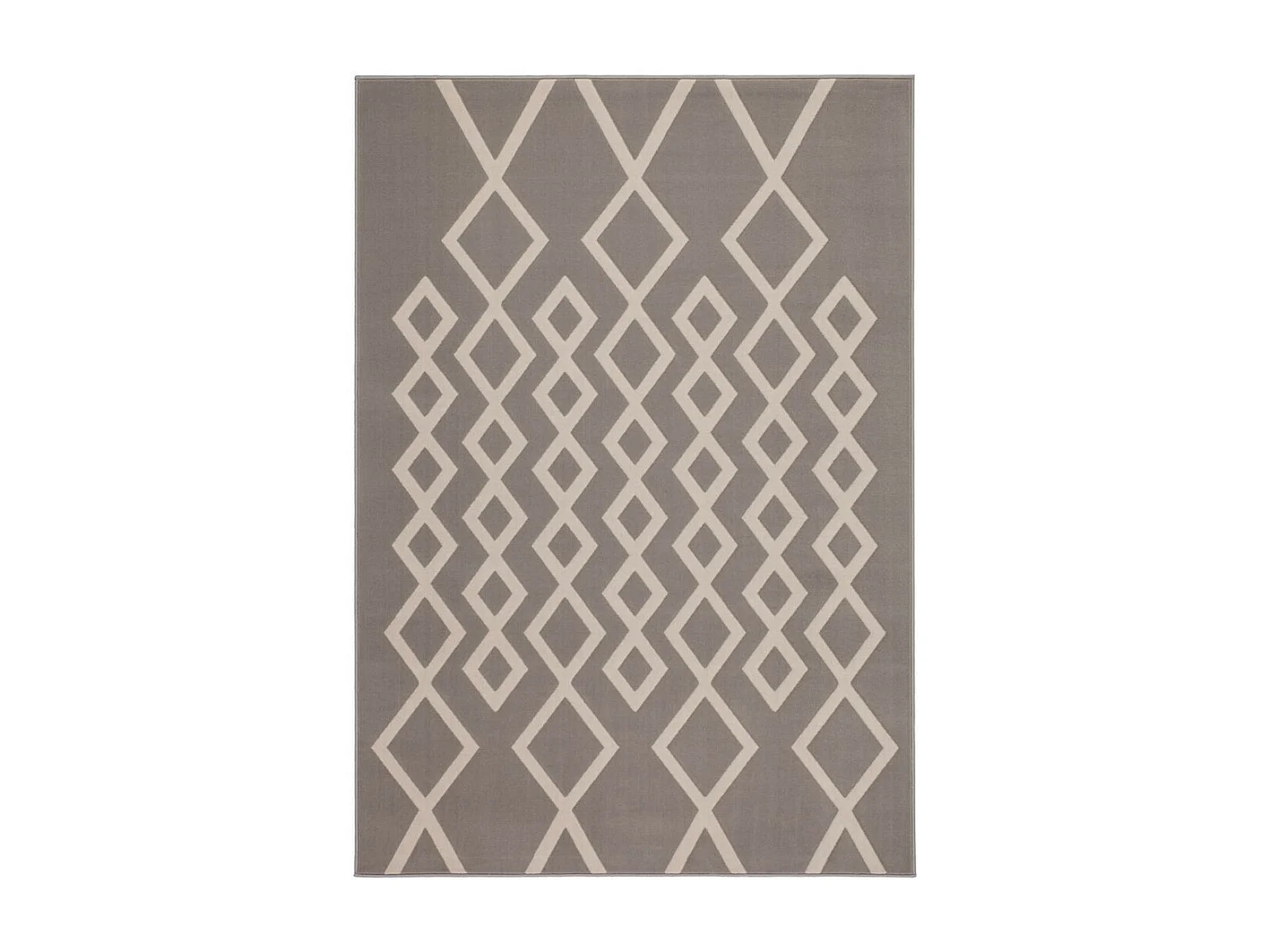 Tapis Géométrique à Poils Courts "Lina" Taupe & Ivoire 80 x 150 cm