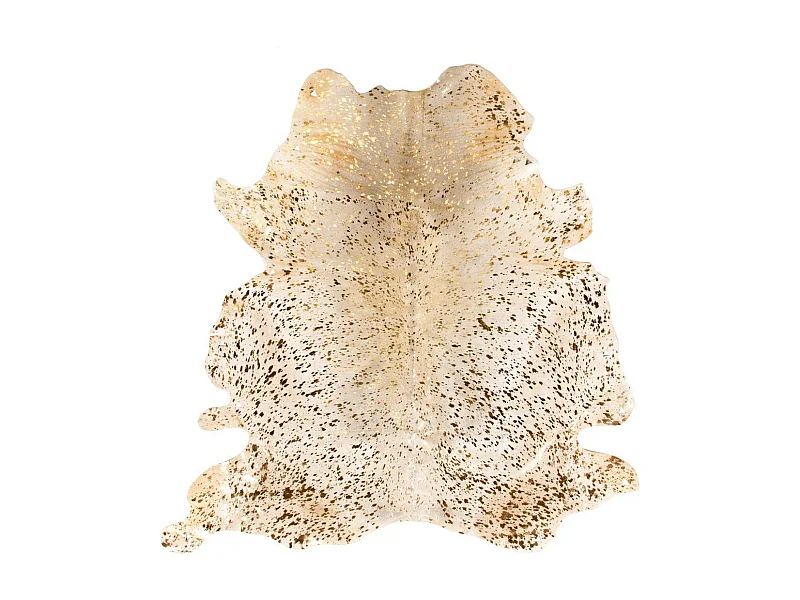 Tapis Peau de Vache "Fly" Blanc & Or Entre 2 et 2,6 m2