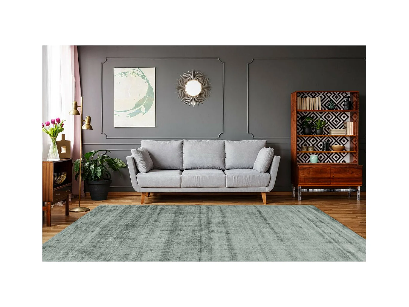 Tapis à Poils Courts Fait Main "Luxury I" Menthe 80 x 150 cm