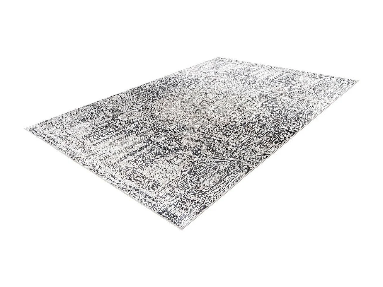Tapis Vintage à Poils Plats "Rhodin" Gris 200 x 290 cm
