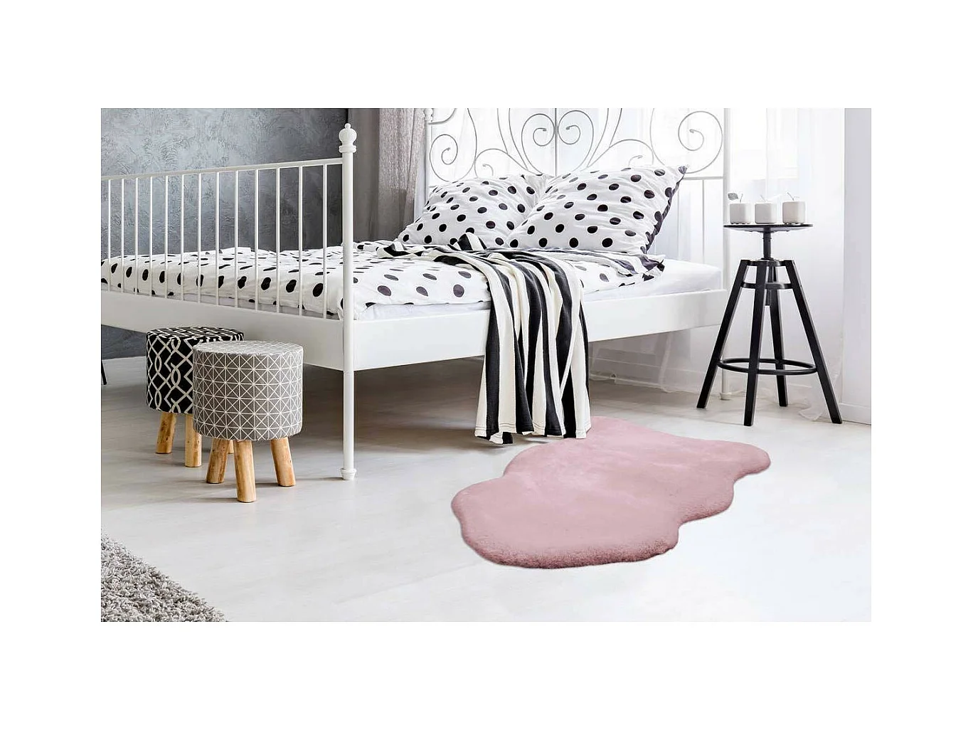 Tapis Uni Doux Poils Longs "Rabbit" 60x90cm Rose