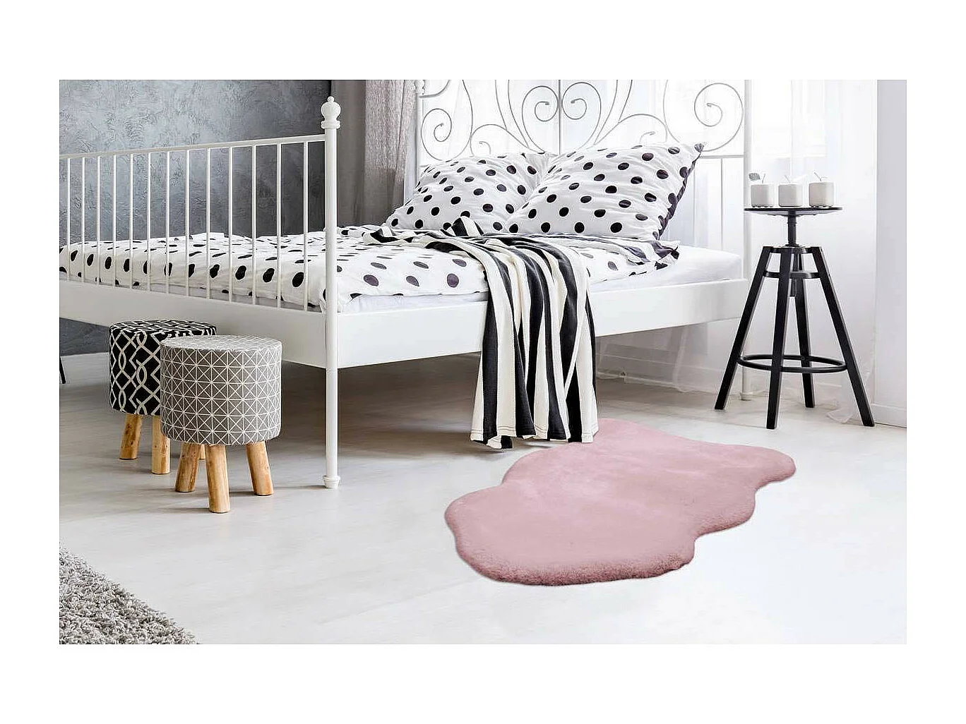 Tapis Uni Doux Poils Longs "Rabbit" 60x90cm Rose