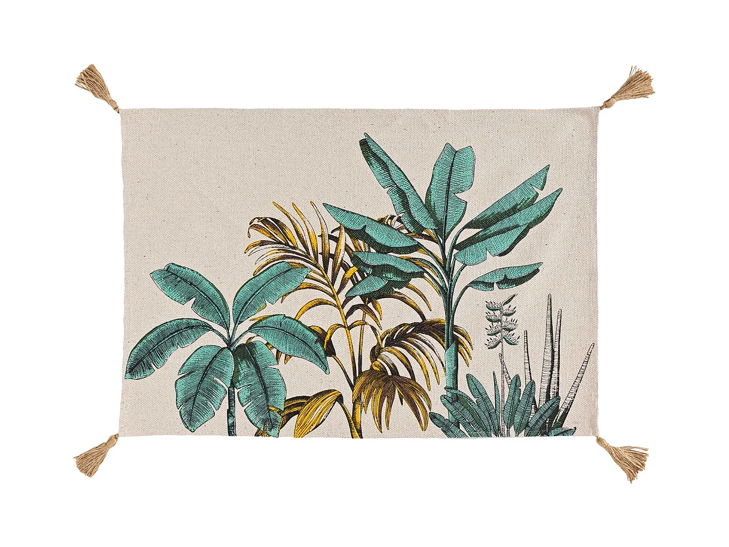 Tapis Déco à Pompons "Balinesia" 60x90cm Naturel