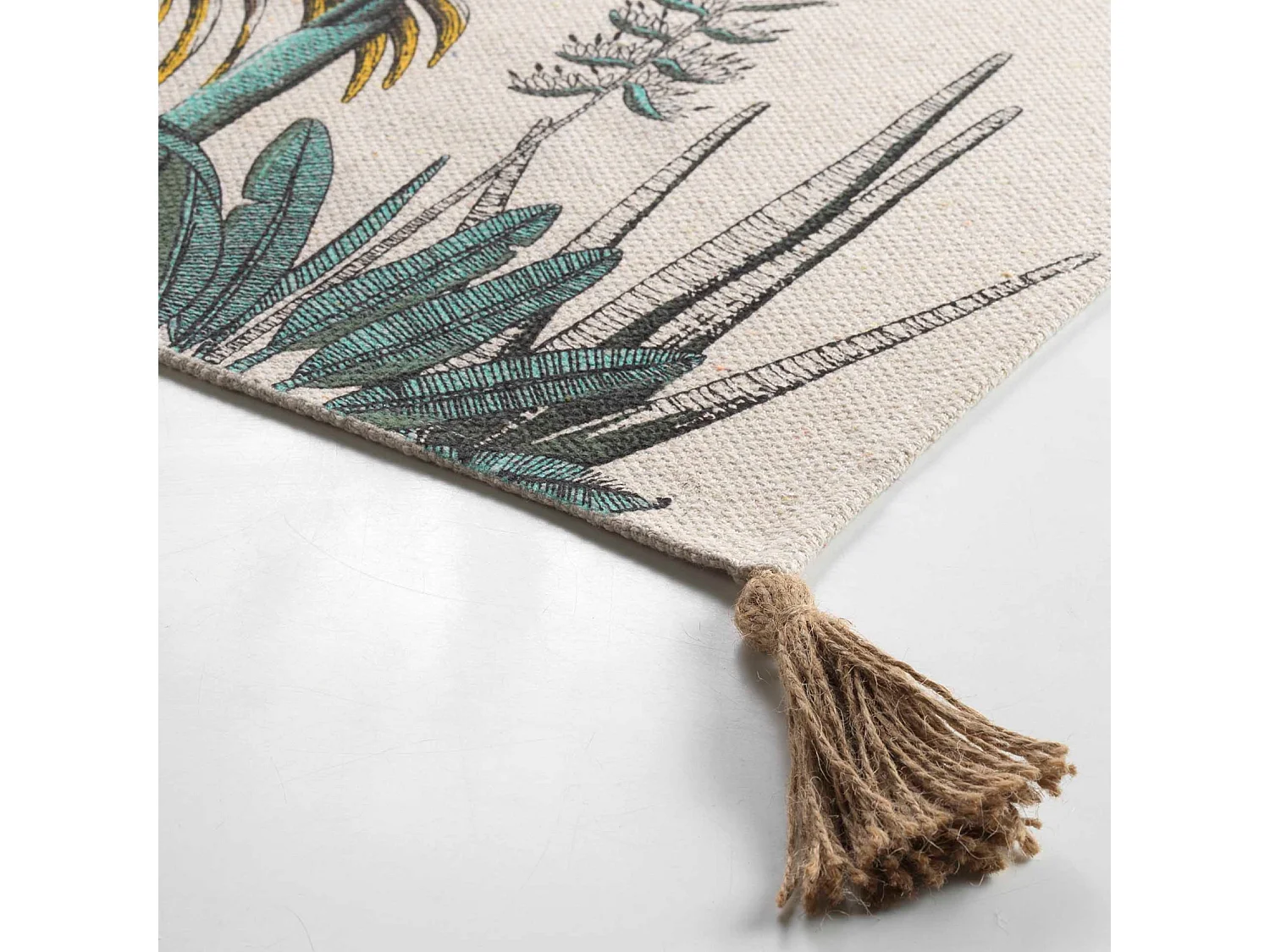 Tapis Déco à Pompons "Balinesia" 60x90cm Naturel