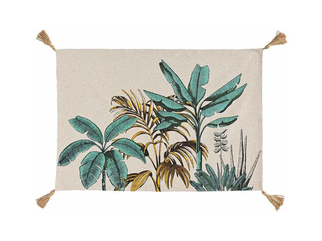 Tapis Déco à Pompons "Balinesia" 60x90cm Naturel