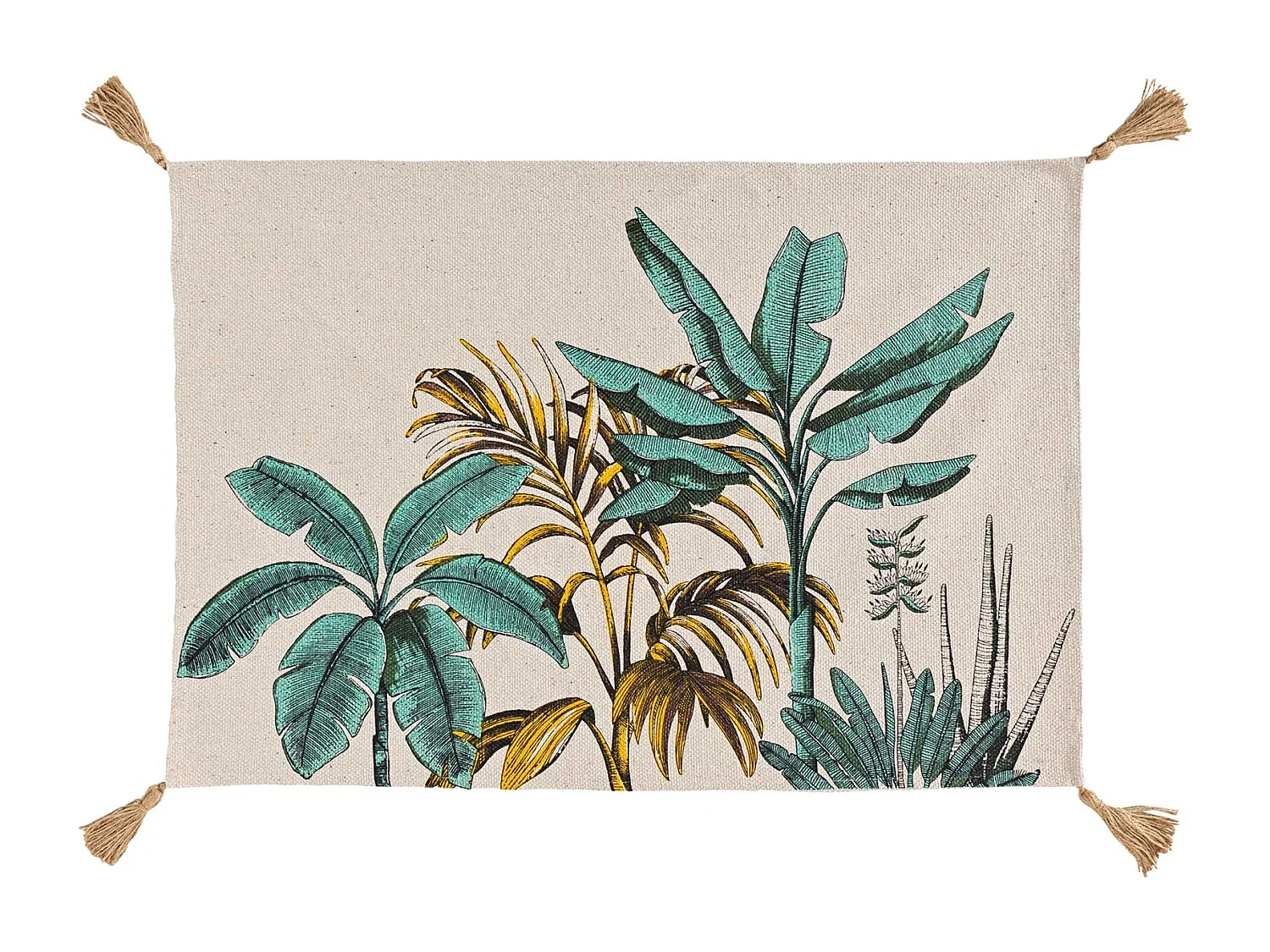 Tapis Déco à Pompons "Balinesia" 60x90cm Naturel