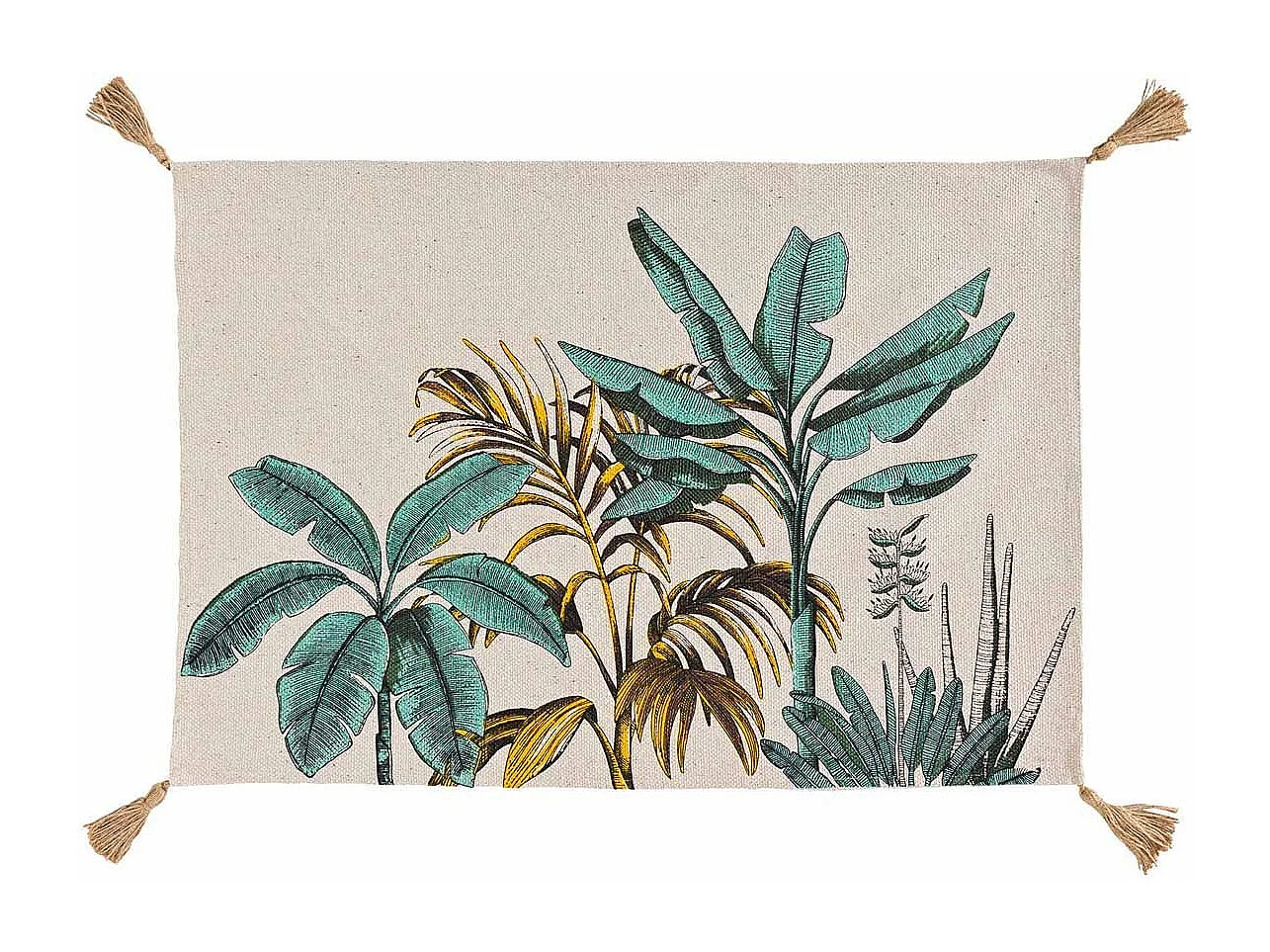 Tapis Déco à Pompons "Balinesia" 60x90cm Naturel