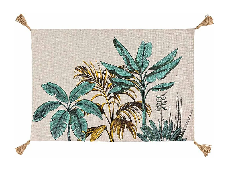 Tapis Déco à Pompons "Balinesia" 60x90cm Naturel