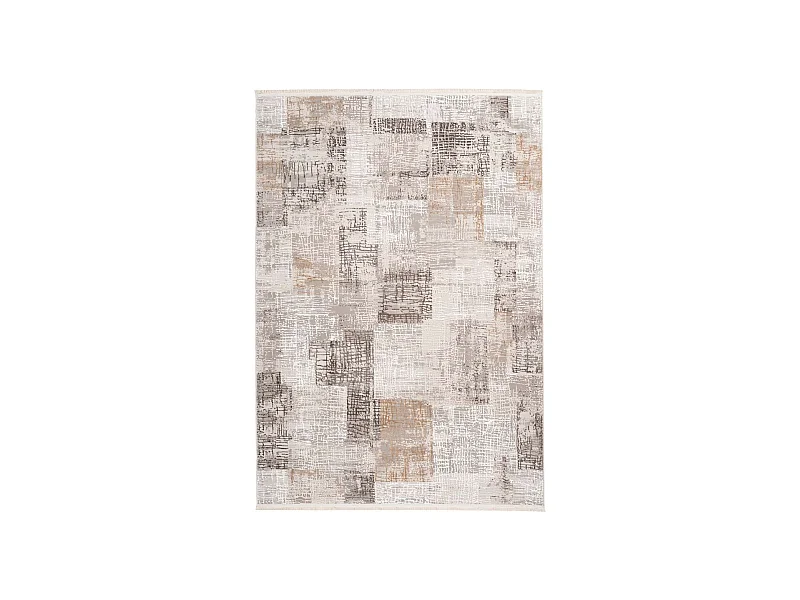 Tapis Vintage à Franges "Akropolis IV" Gris & Argent 120 x 180 cm