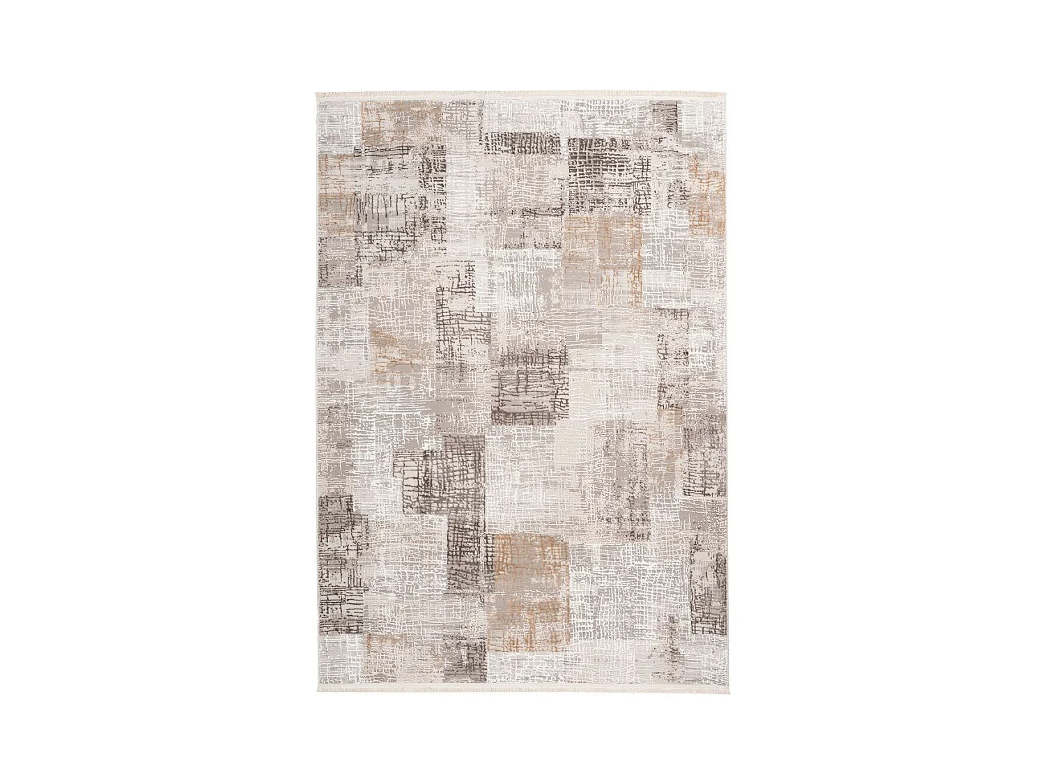 Tapis Vintage à Franges "Akropolis IV" Gris & Argent 120 x 180 cm