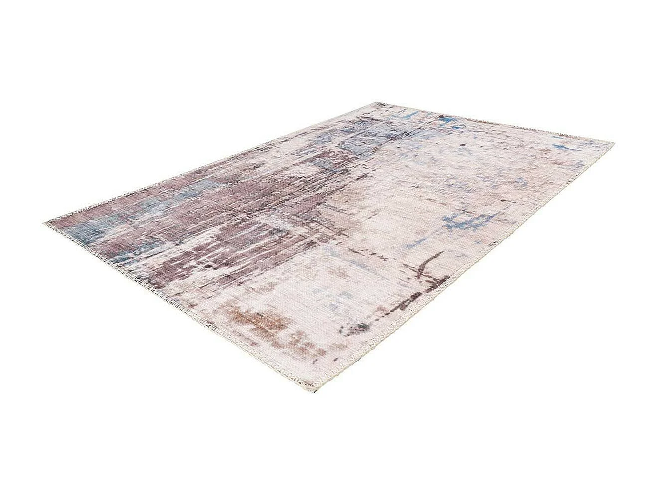 Tapis Tissé Imprimé Vintage "Peron" Gris & Taupe 120 x 180 cm