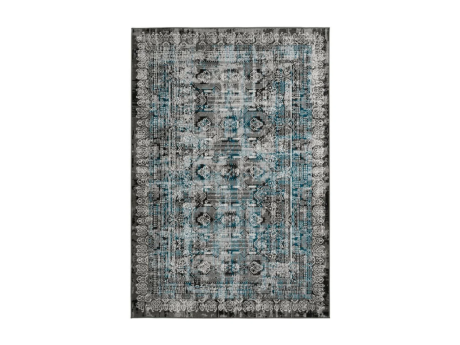 Tapis Imprimé Oriental à Poils Courts "Ariya" Bleu 120 x 170 cm