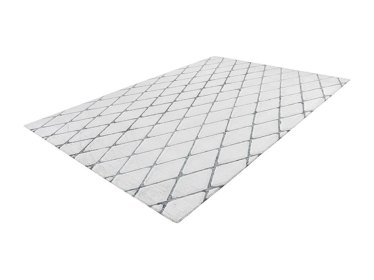 Tapis Shaggy Géométrique "Vivica" Blanc & Anthracite 80 x 150 cm