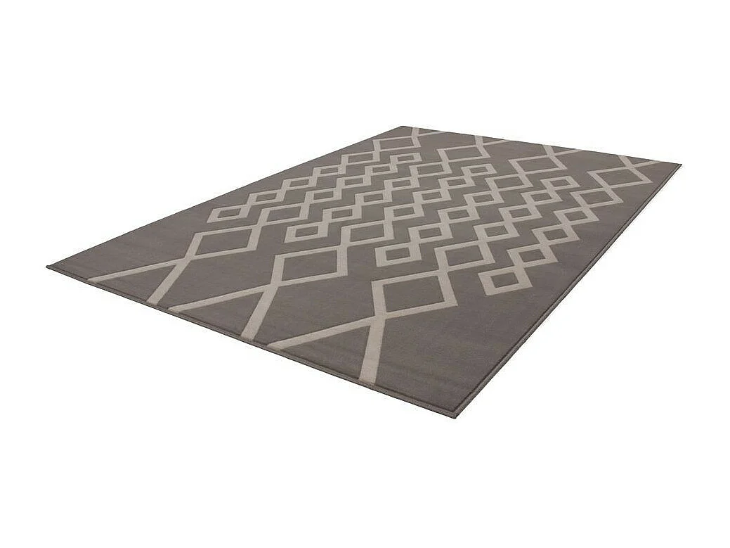 Tapis Géométrique à Poils Courts "Lina" Taupe & Ivoire 160 x 230 cm