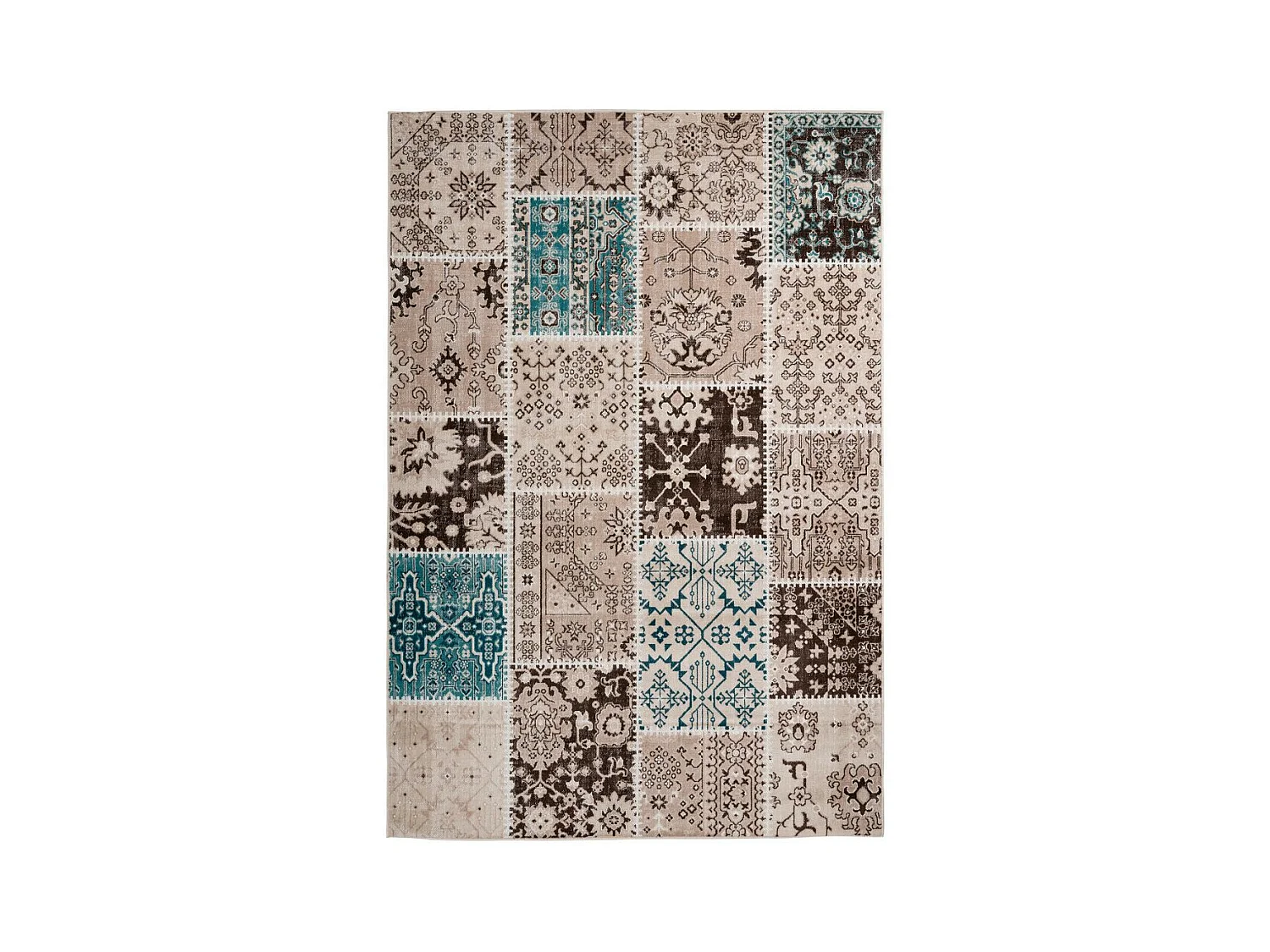 Tapis Patchwork à Poils Courts "Ariya" Taupe 80 x 150 cm