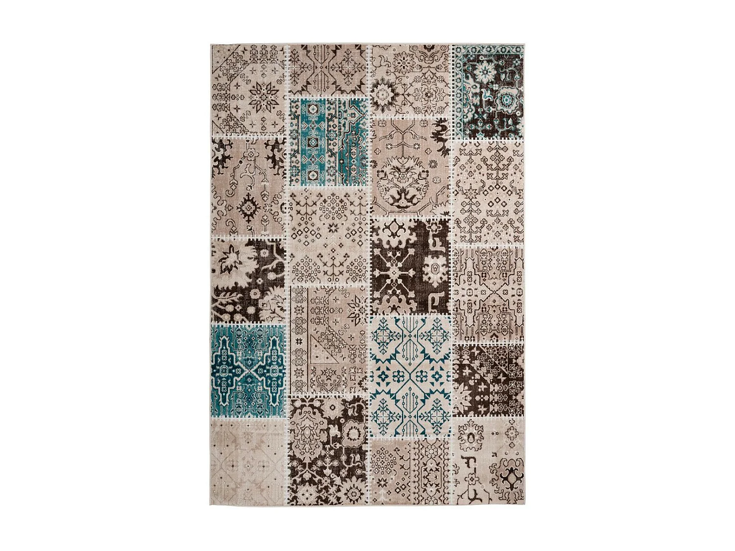 Tapis Patchwork à Poils Courts "Ariya" Taupe 80 x 150 cm