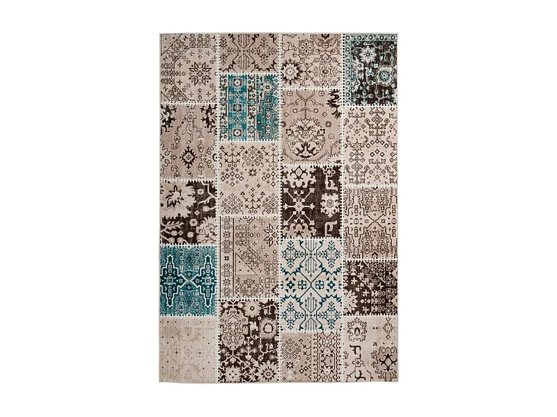 Tapis Patchwork à Poils Courts "Ariya" Taupe 80 x 150 cm