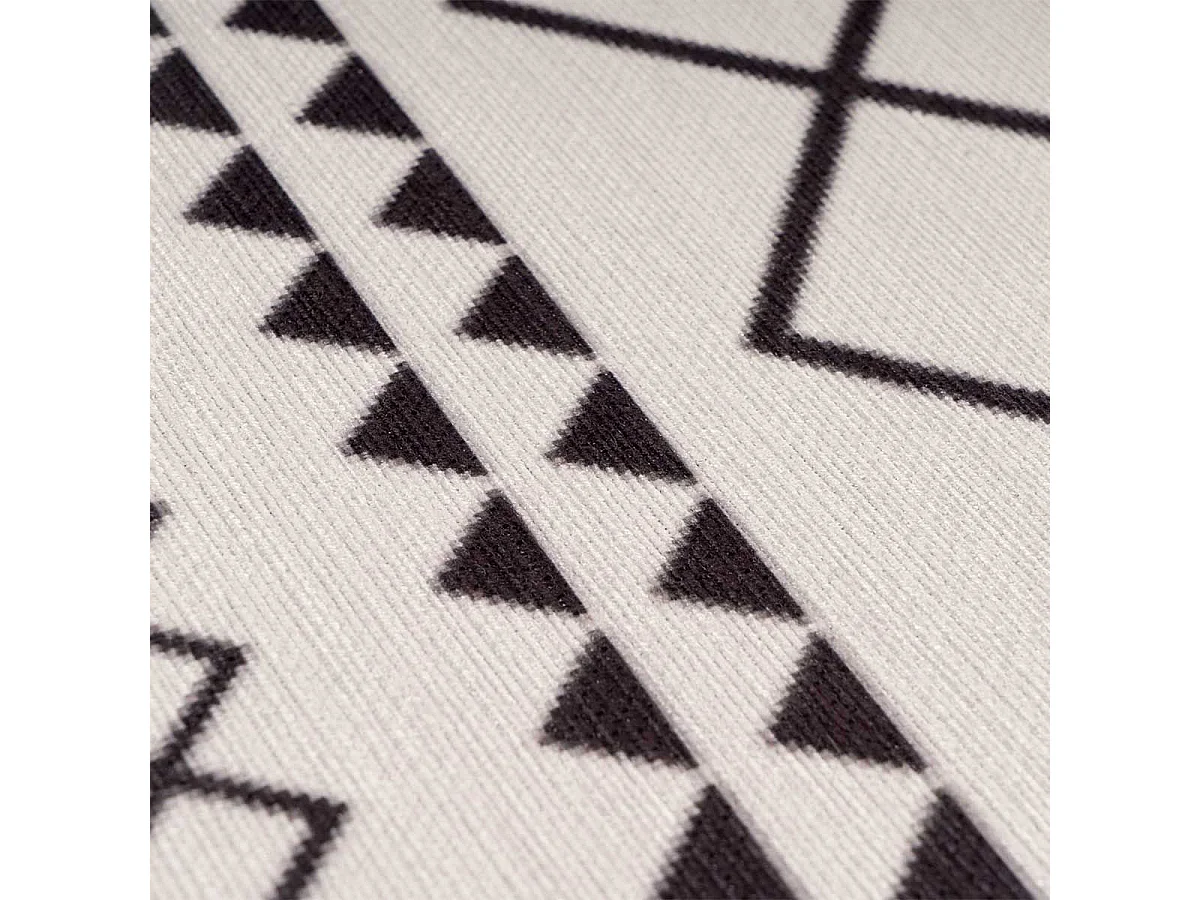 Tapis Tissé Imprimé à Poils Plats "Maya IV" Blanc & Noir 160 x 230 cm