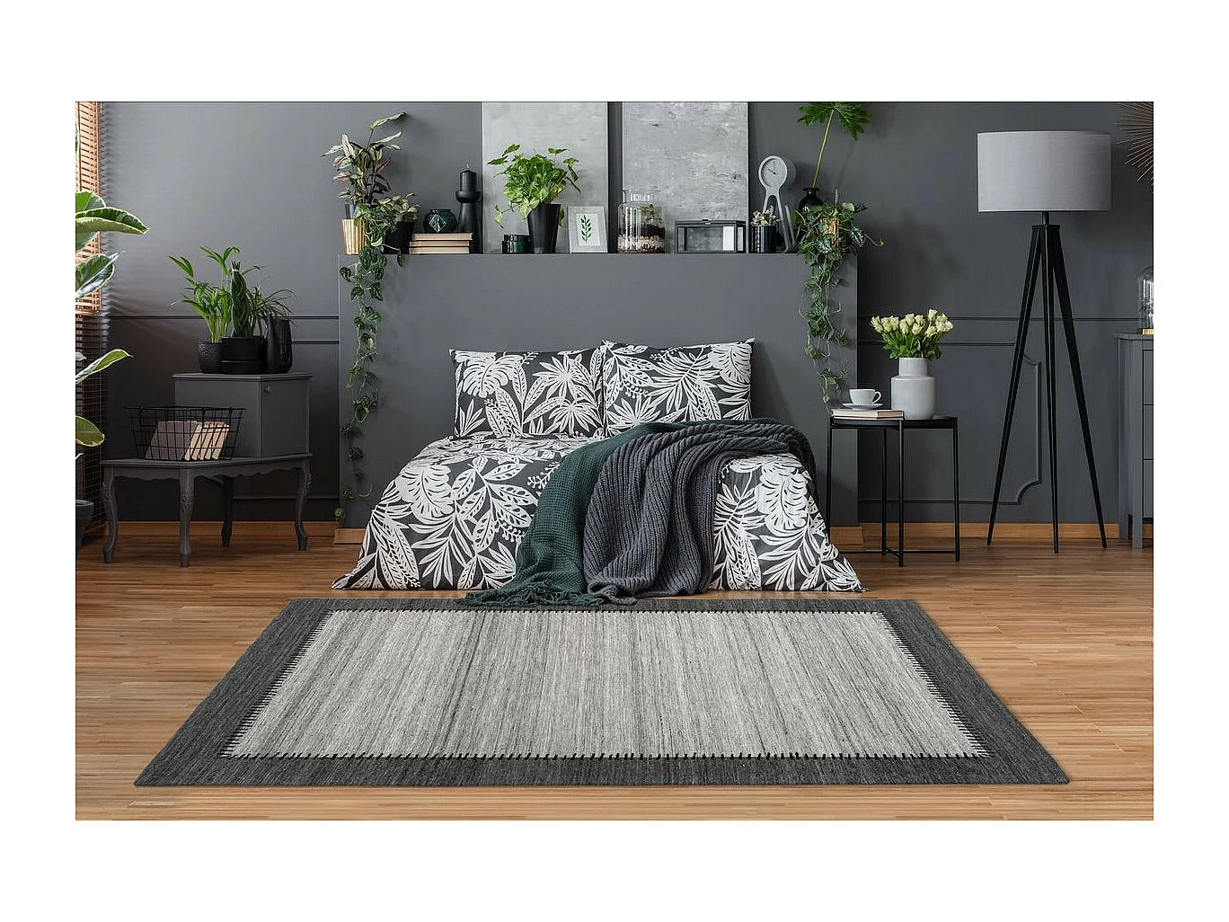 Tapis Imprimé à Poils Courts "Phoenix" Gris 120 x 170 cm