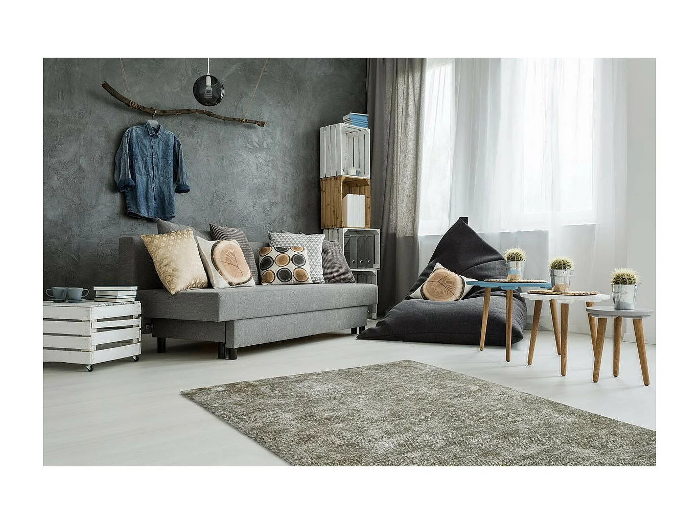 Tapis Vintage Tissé à la Main "Etna" Argent & Vert 80 x 150 cm