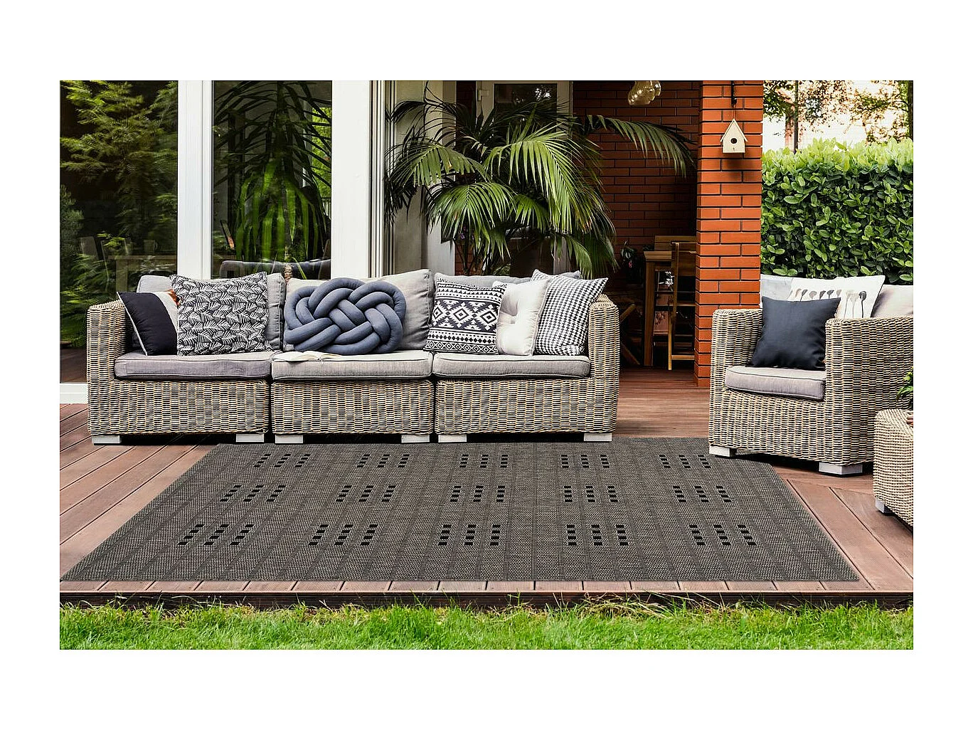 Tapis d'Extérieur à Poils Courts "Malang" Taupe 200 x 290 cm