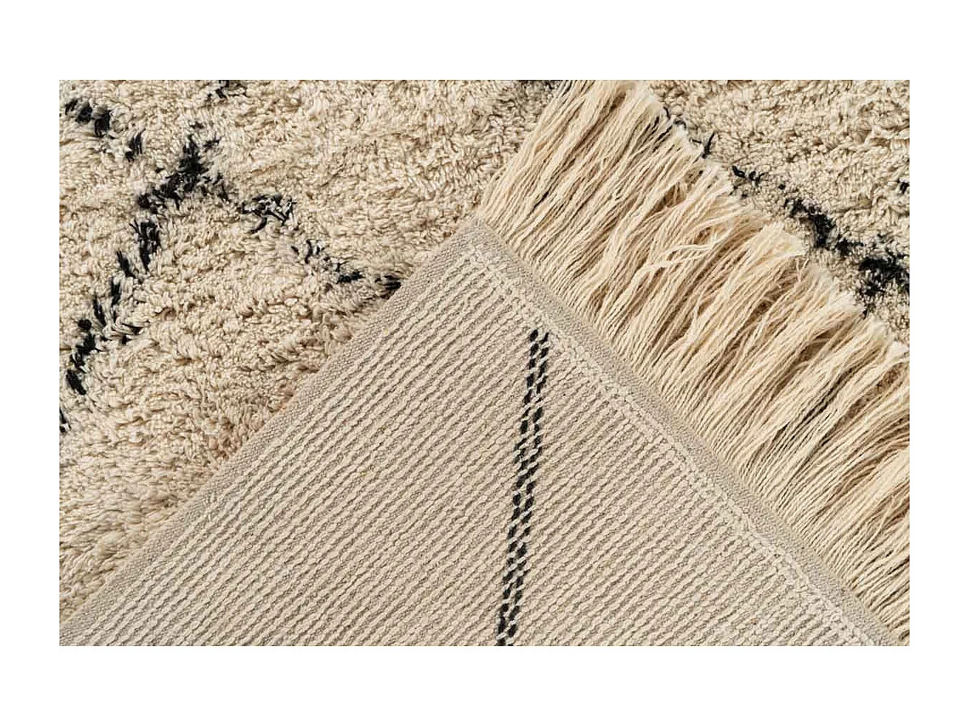 Tapis Tufté à la Main Ethnique "Mylen VI" Beige & Noir 80 x 150 cm