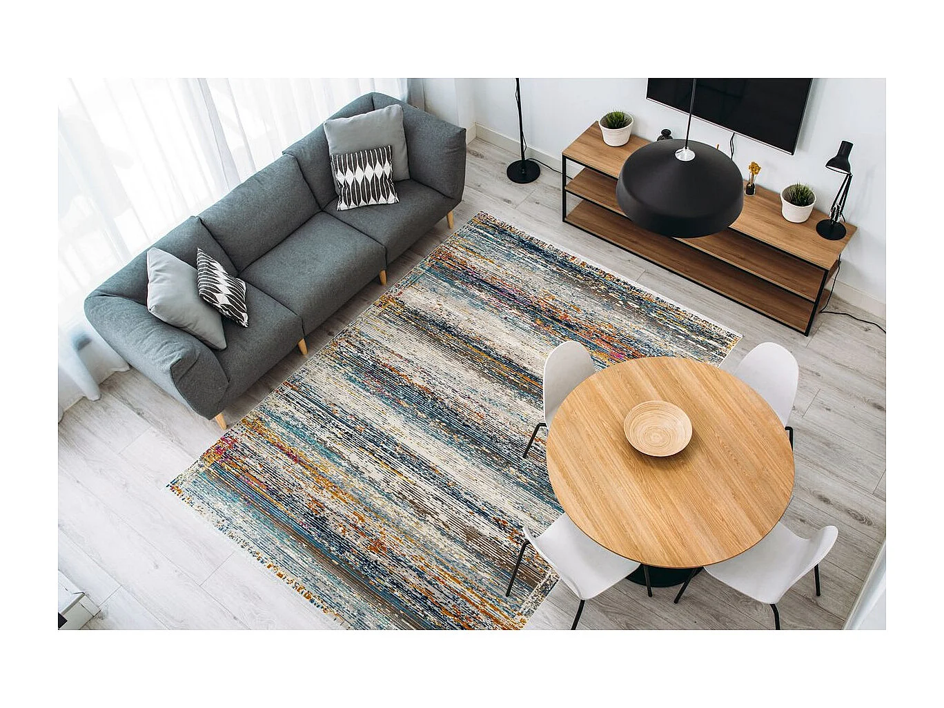 Tapis à Rayures Colorées "Anouk" Multicolore 120 x 170 cm