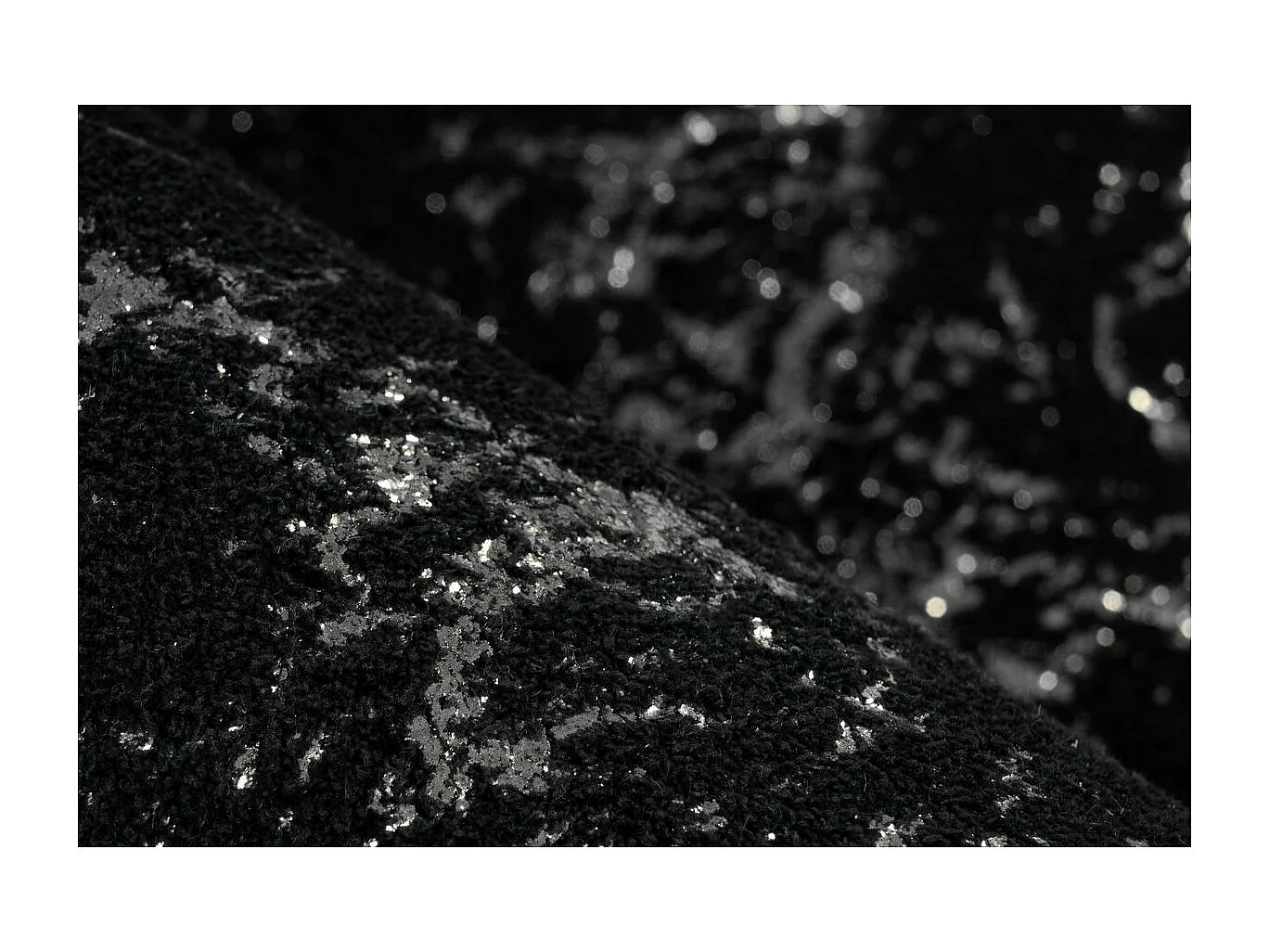 Tapis Marbré à Poils Longs "Bijou" Noir & Argent 160 x 230 cm