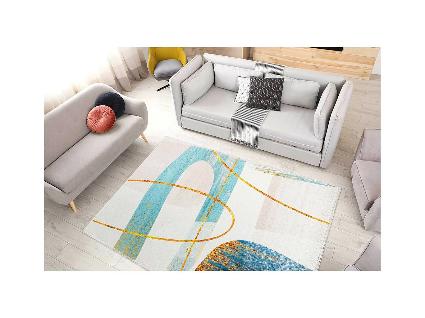 Tapis Tissé à Poils Plats "Picassa IV" Multicolore 200 x 290 cm