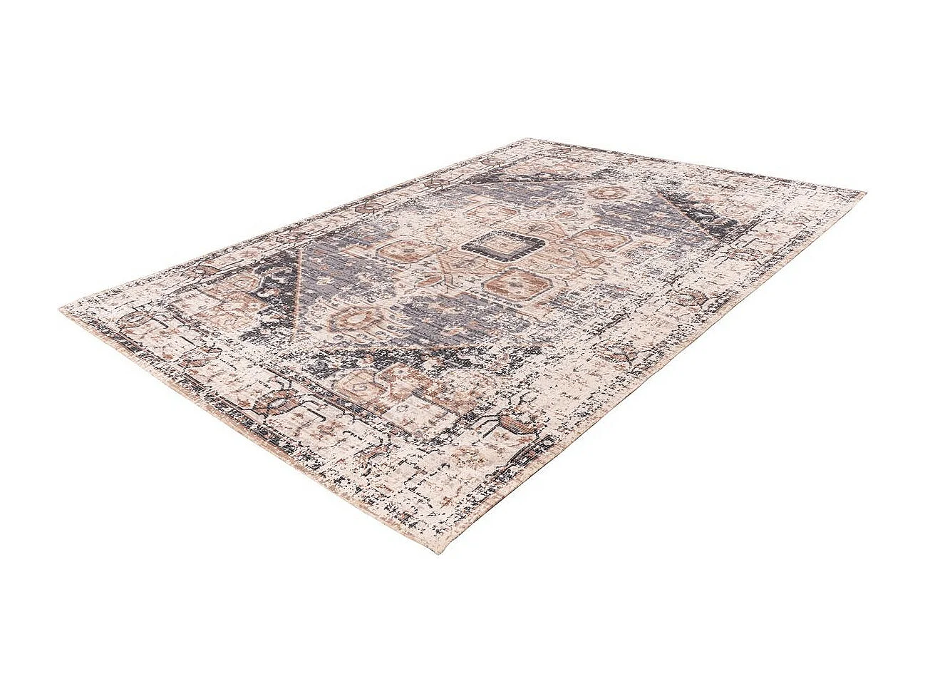 Tapis Vintage à Poils Courts "Indiana I" Gris & Marron 80 x 150 cm