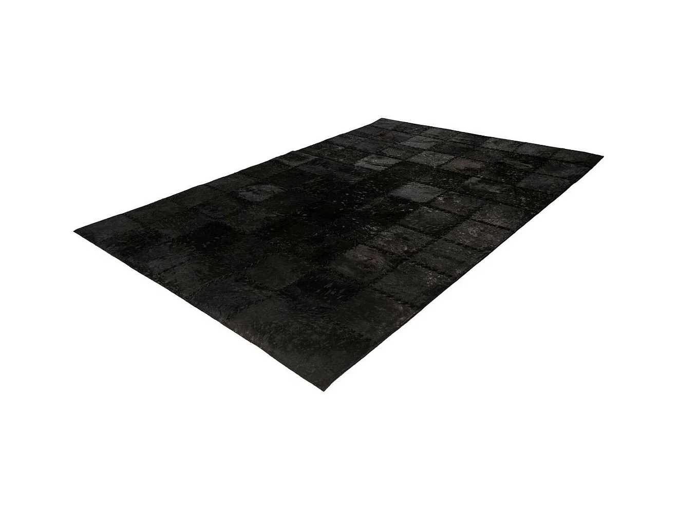 Tapis Patchwork en Cuir Fait Main "Voila" Noir 200 x 290 cm