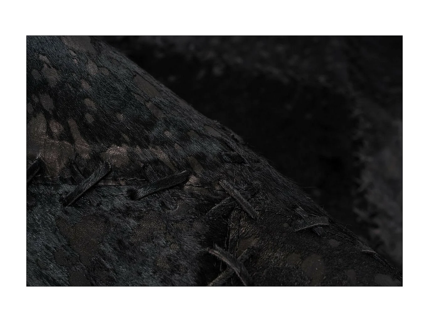 Tapis Patchwork en Cuir Fait Main "Voila" Noir 200 x 290 cm