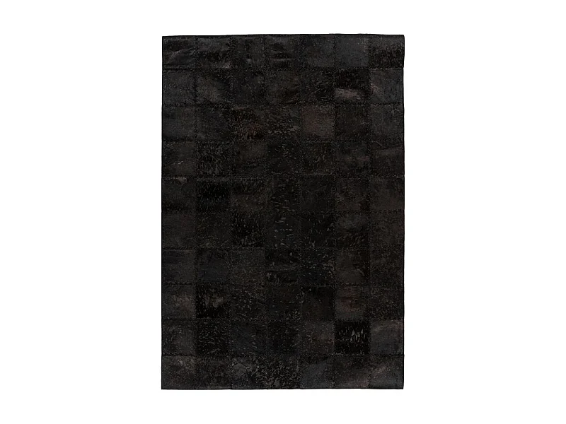 Tapis Patchwork en Cuir Fait Main "Voila" Noir 200 x 290 cm