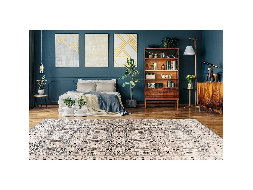 Tapis Tissé Rétro à Poils Ras "Saphira" Beige 120 x 170 cm