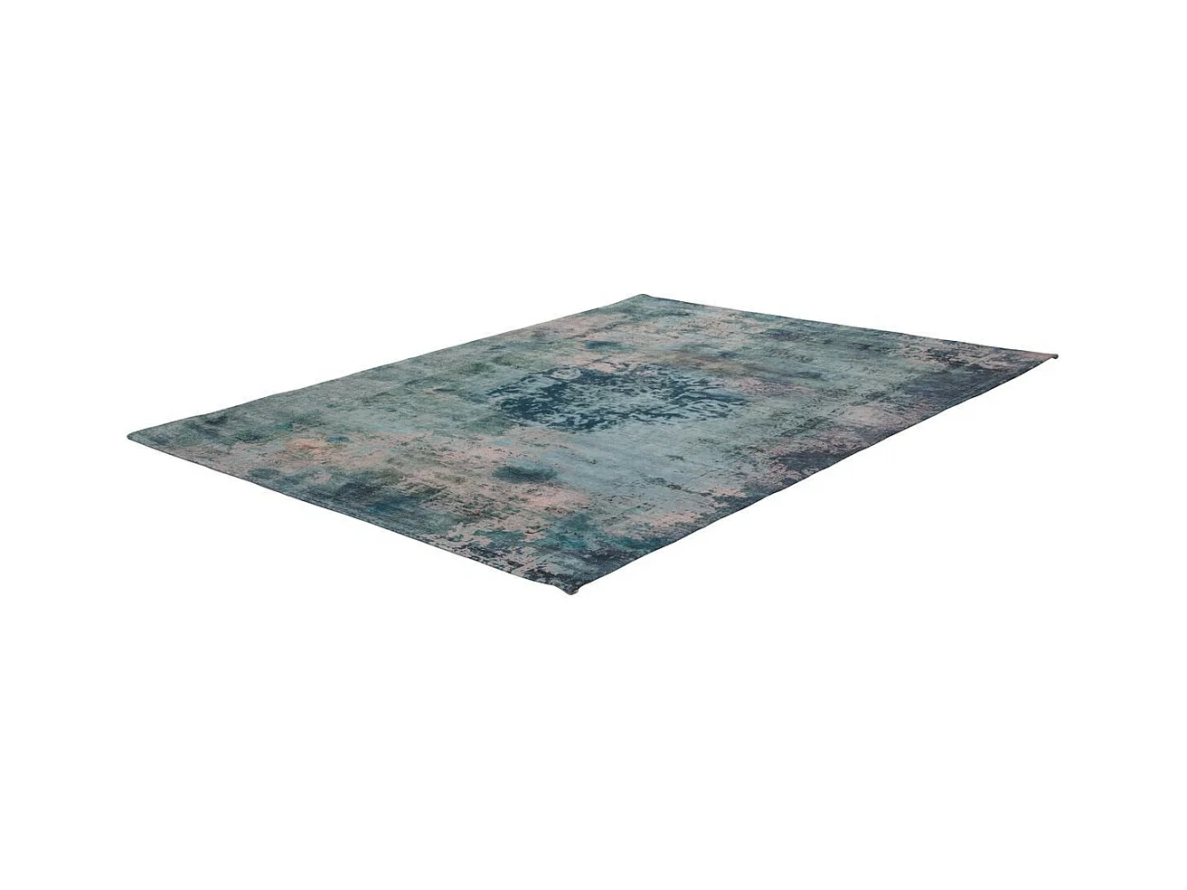 Tapis Rétro à Poils Courts "Vintage" Bleu Pétrole 140 x 200 cm