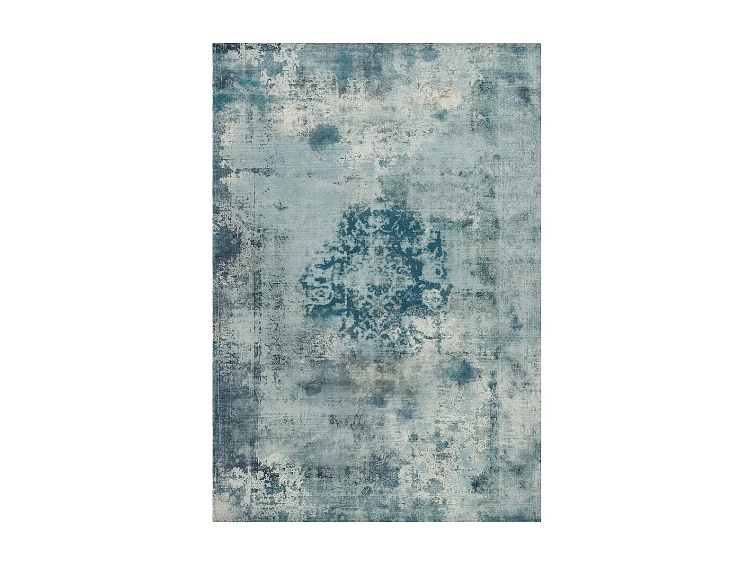 Tapis Rétro à Poils Courts "Vintage" Bleu Pétrole 140 x 200 cm