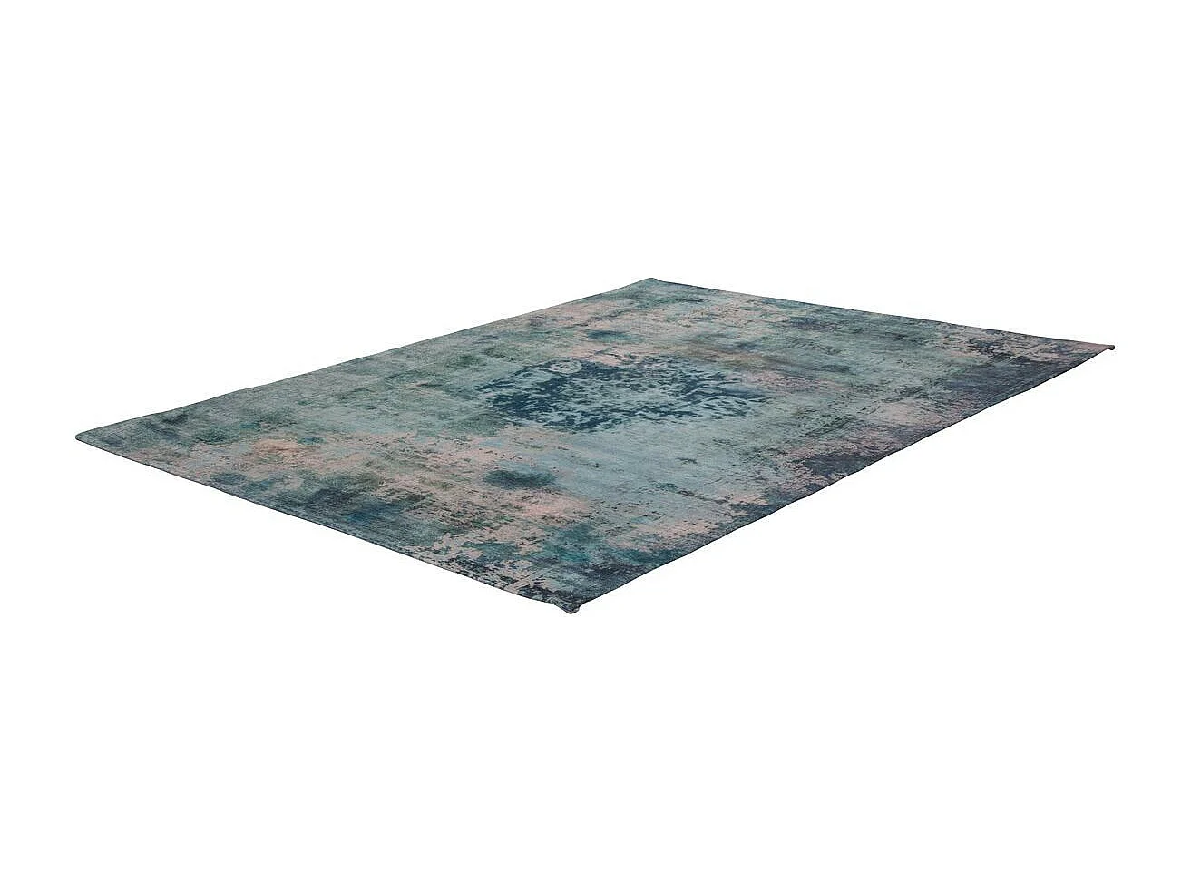 Tapis Rétro à Poils Courts "Vintage" Bleu Pétrole 140 x 200 cm