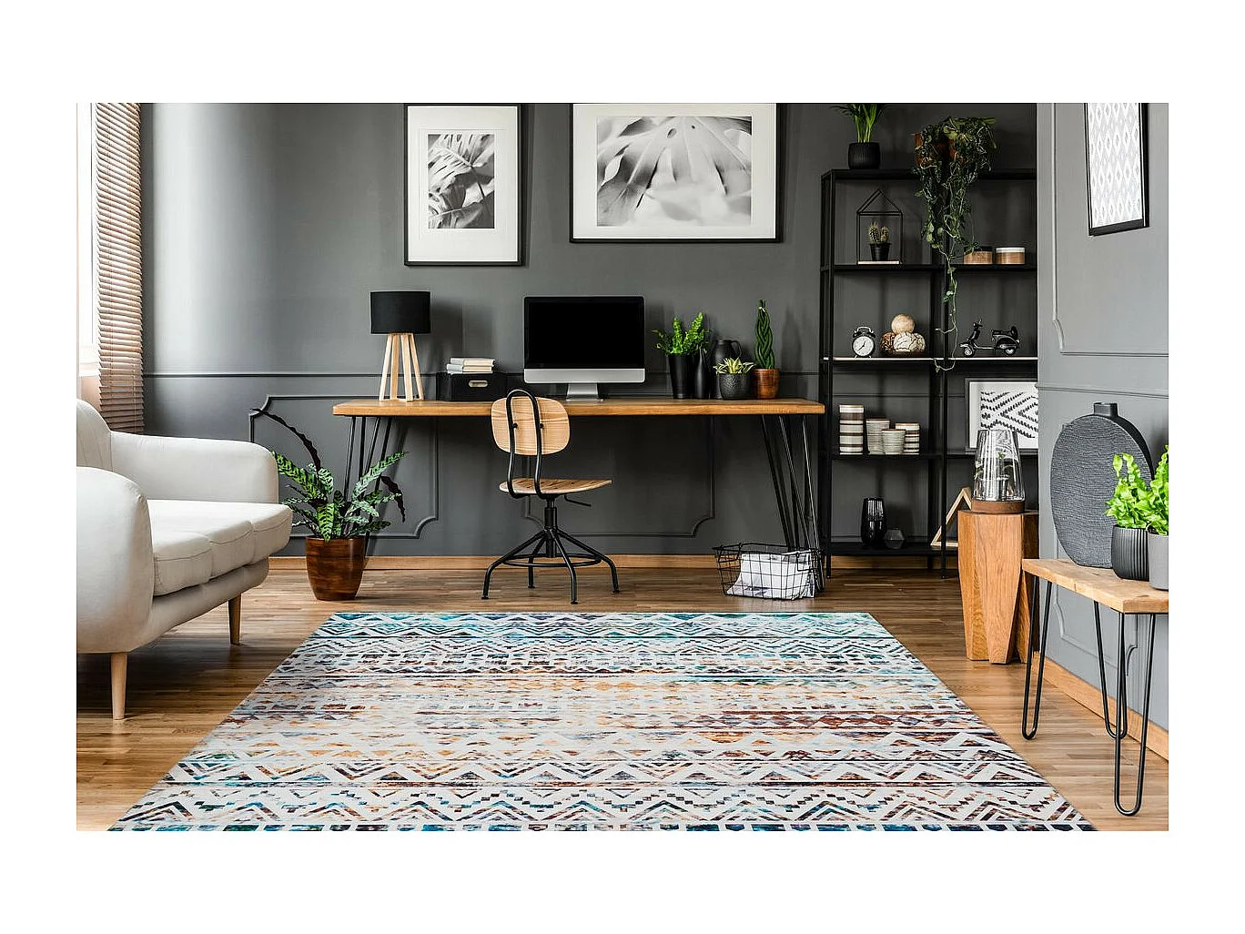 Tapis Ethnique à Poils Courts "Galaxy VIII" Bleu 80 x 150 cm