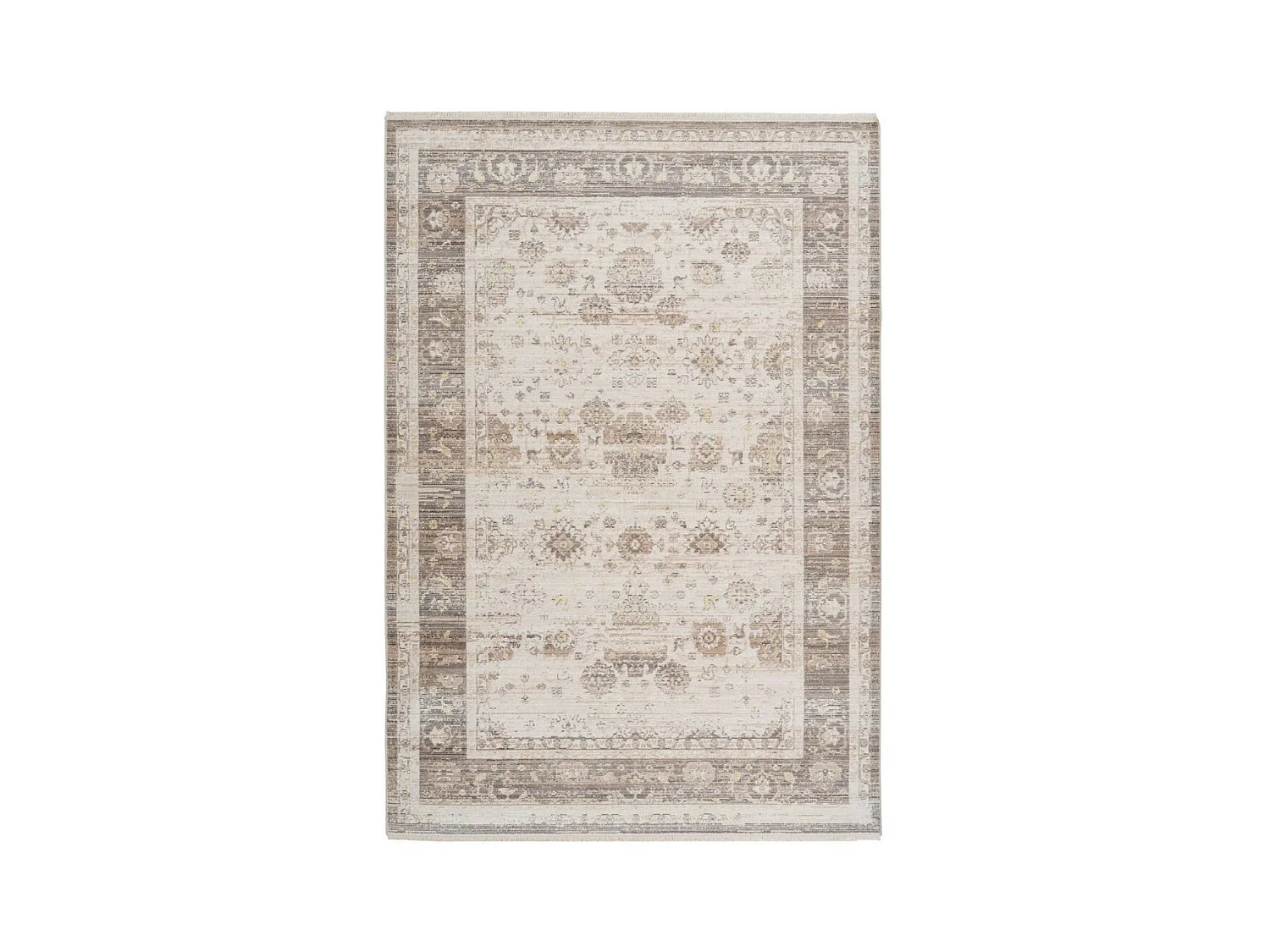 Tapis Vintage à Franges "Baroque X" Beige 80 x 150 cm