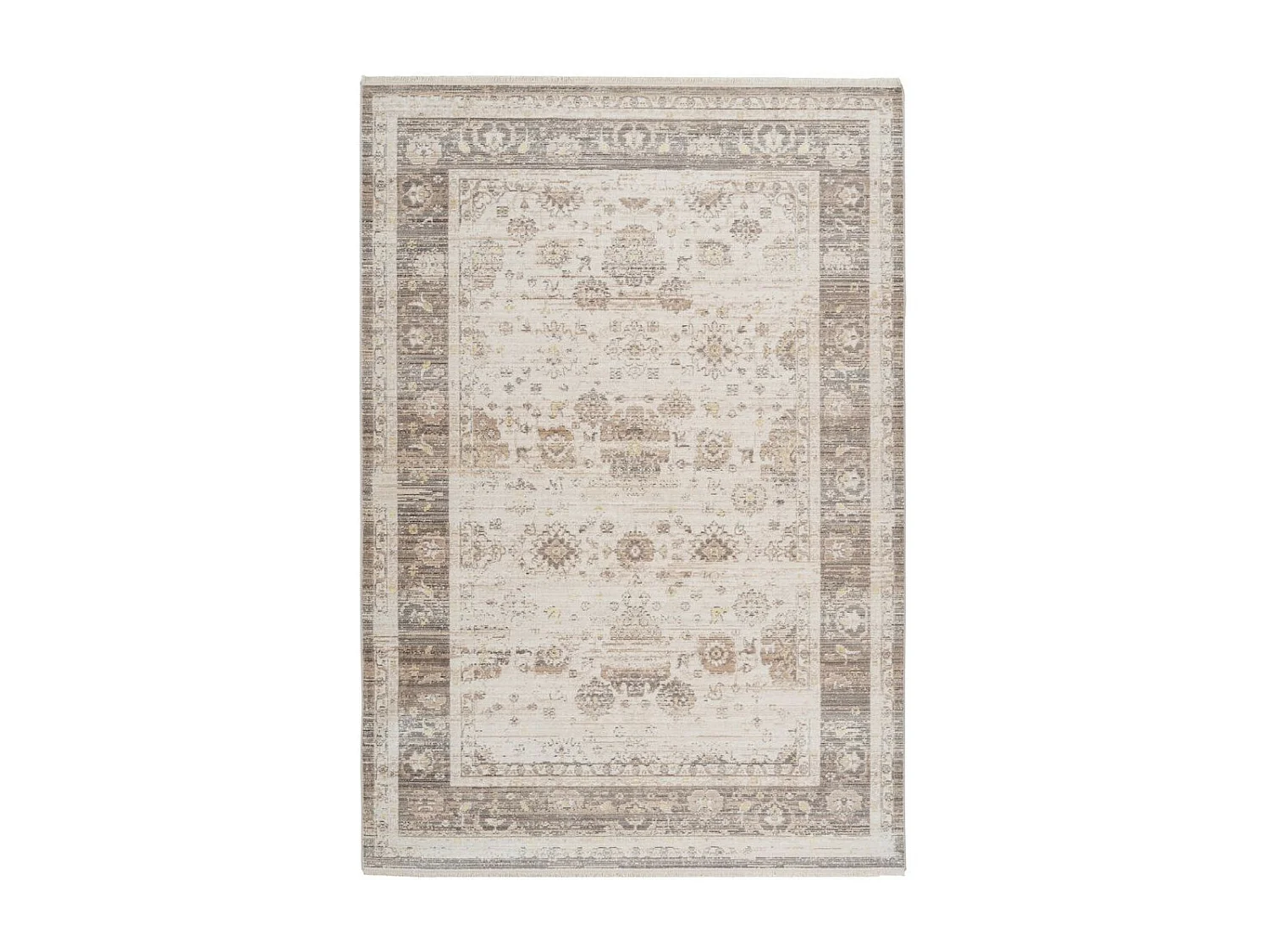 Tapis Vintage à Franges "Baroque X" Beige 80 x 150 cm