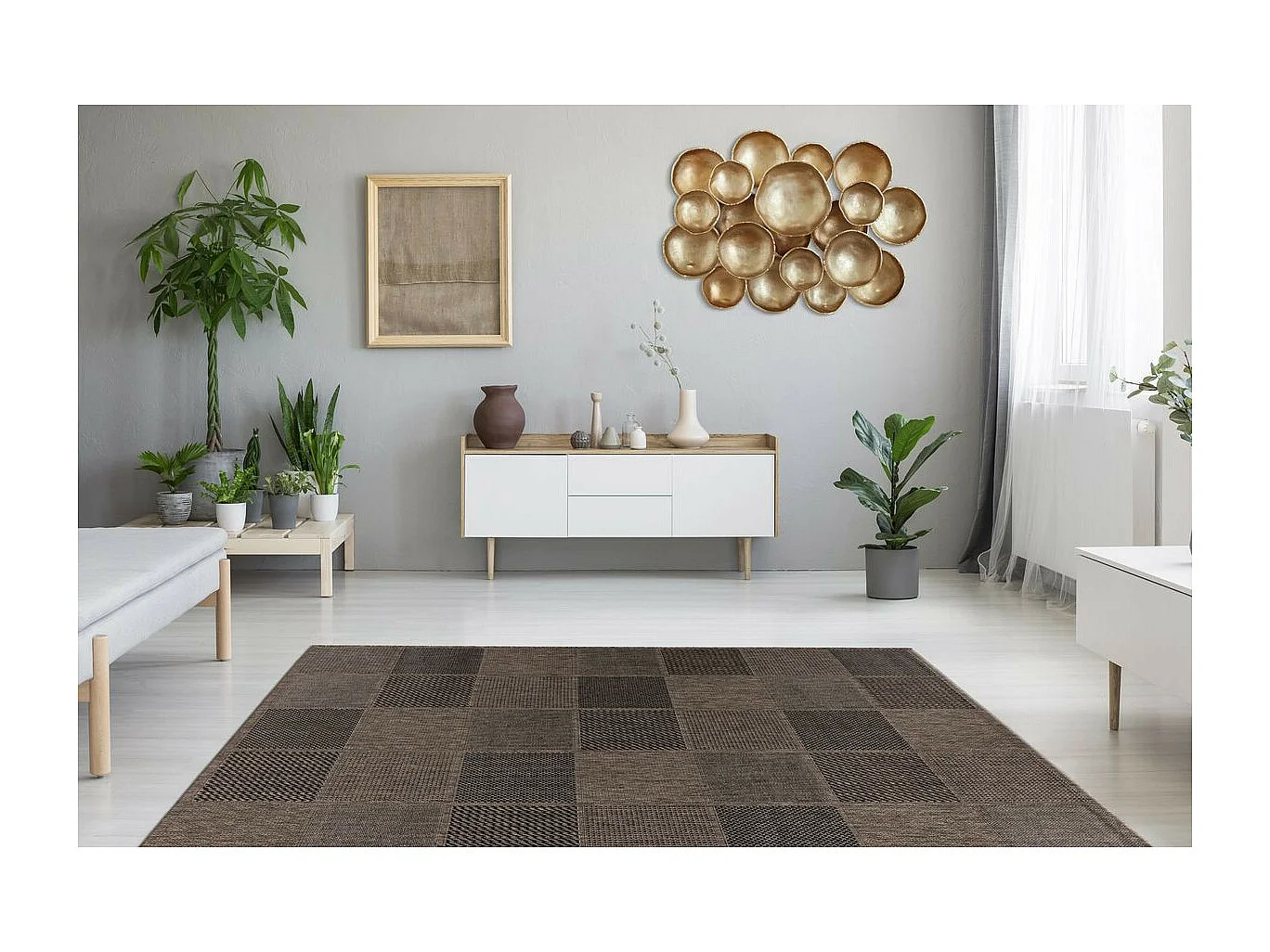 Tapis Géométrique à Poils Plats "Splash" Gris 120 x 170 cm