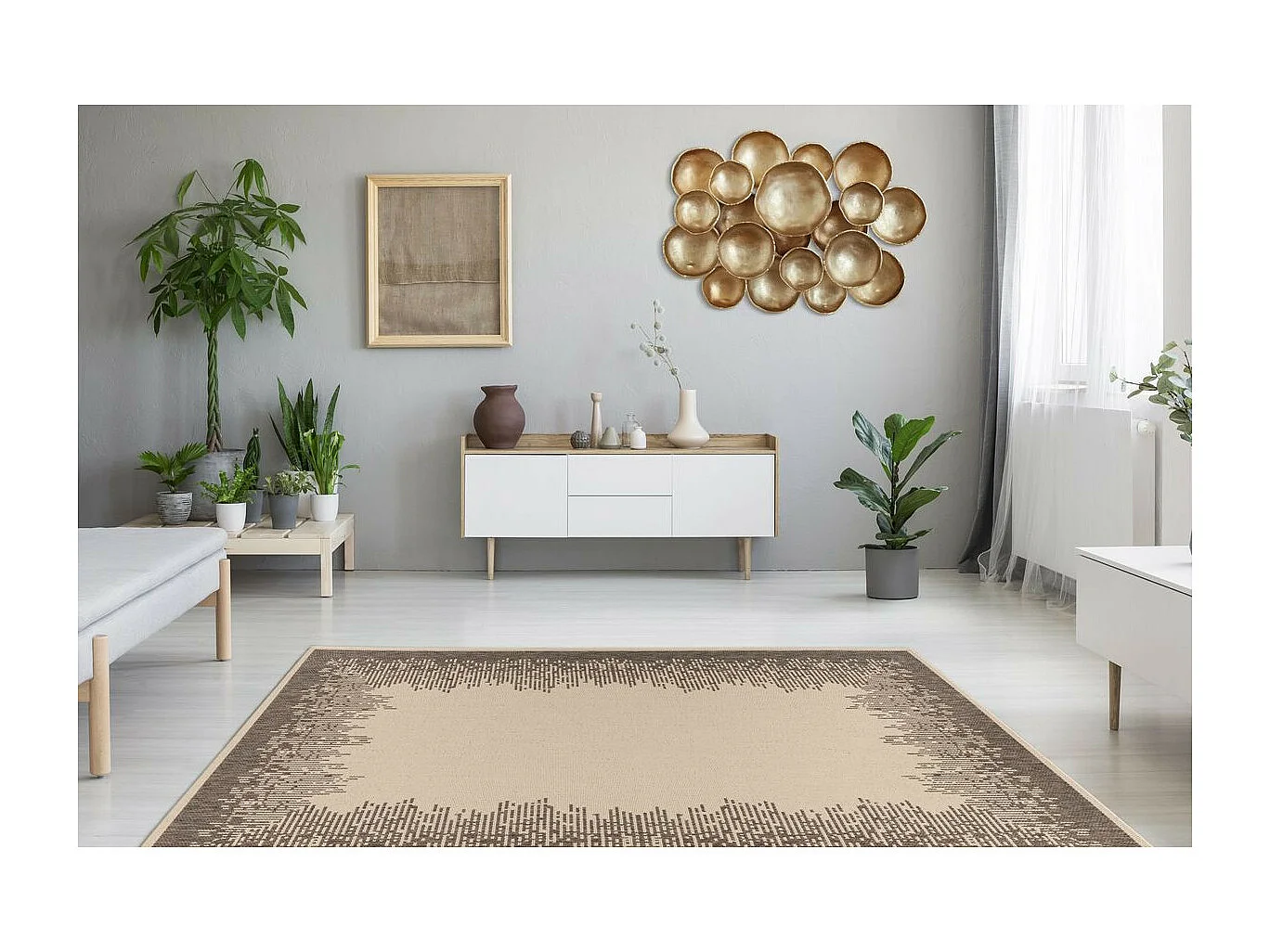 Tapis Imprimé à Poils Courts "Splash" Crème 120 x 170 cm